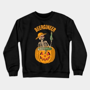 Halloween Beergineer skeleton Crewneck Sweatshirt